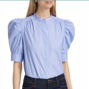 NWOT Frame Blue Puff-Sleeve Cotton Shirt - XS